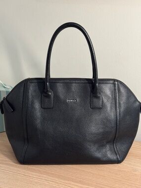 Furla Black Pebbled Leather Satchel